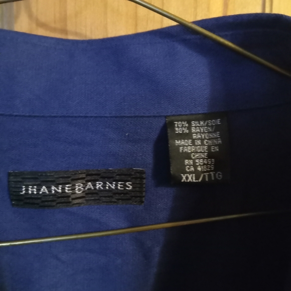 XXL blue silk Jhane Bharnes dress shirt - Picture 2 of 3